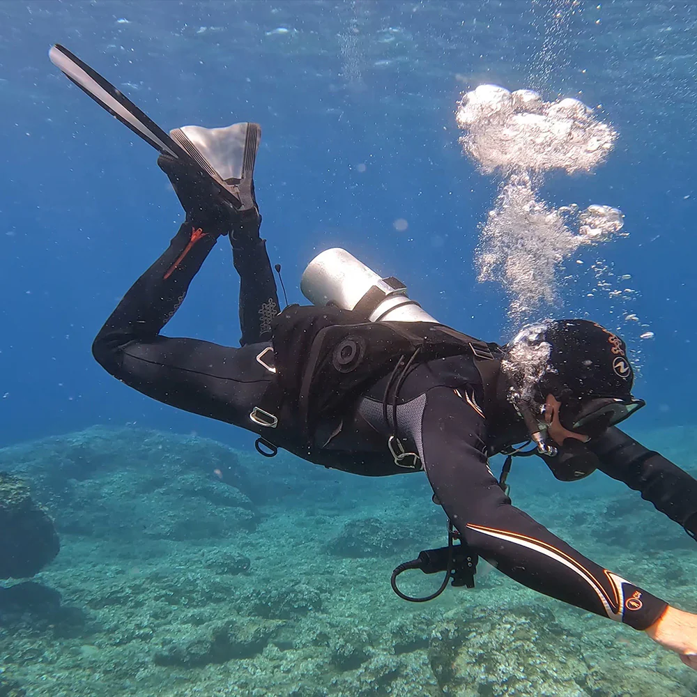 Diver using Folding Fins